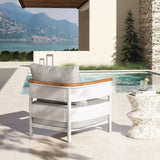 Rhodes 29' Upholstered Teak & Aluminum Patio Arm Chair Birch Gray Chenille