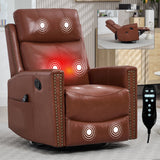 Red Leather Heat Massage Manual Recliner Chair