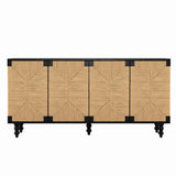 Accent Natural Sideboard Buffet Cabinet Storage Wood TV Stand in Wire-Brushed