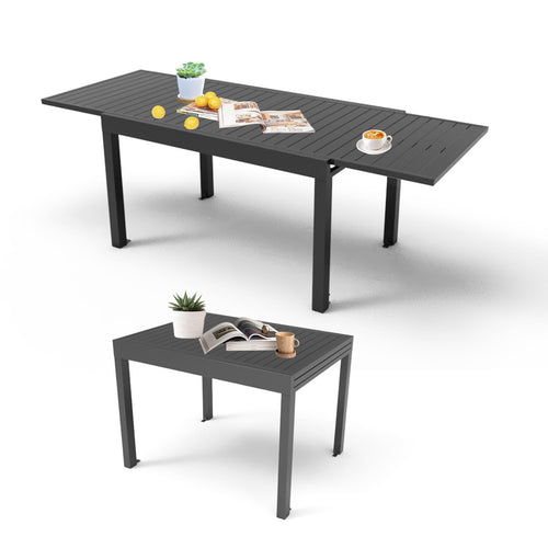 Extendable Aluminum Patio Dining Table 35"-71" Dark Gray