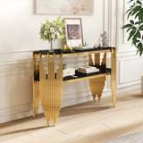 Oval Stainless Steel Console Table Black/Gold