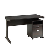 Home Office Desk with Mobile File Cabinet - Red Cocoa - Modesty Panel