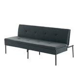 Gray 3-Seater Futon Sofa Bed with Metal Frame
