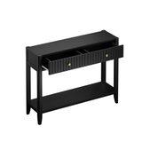 Engineered Wood Console Table with Storage Black
