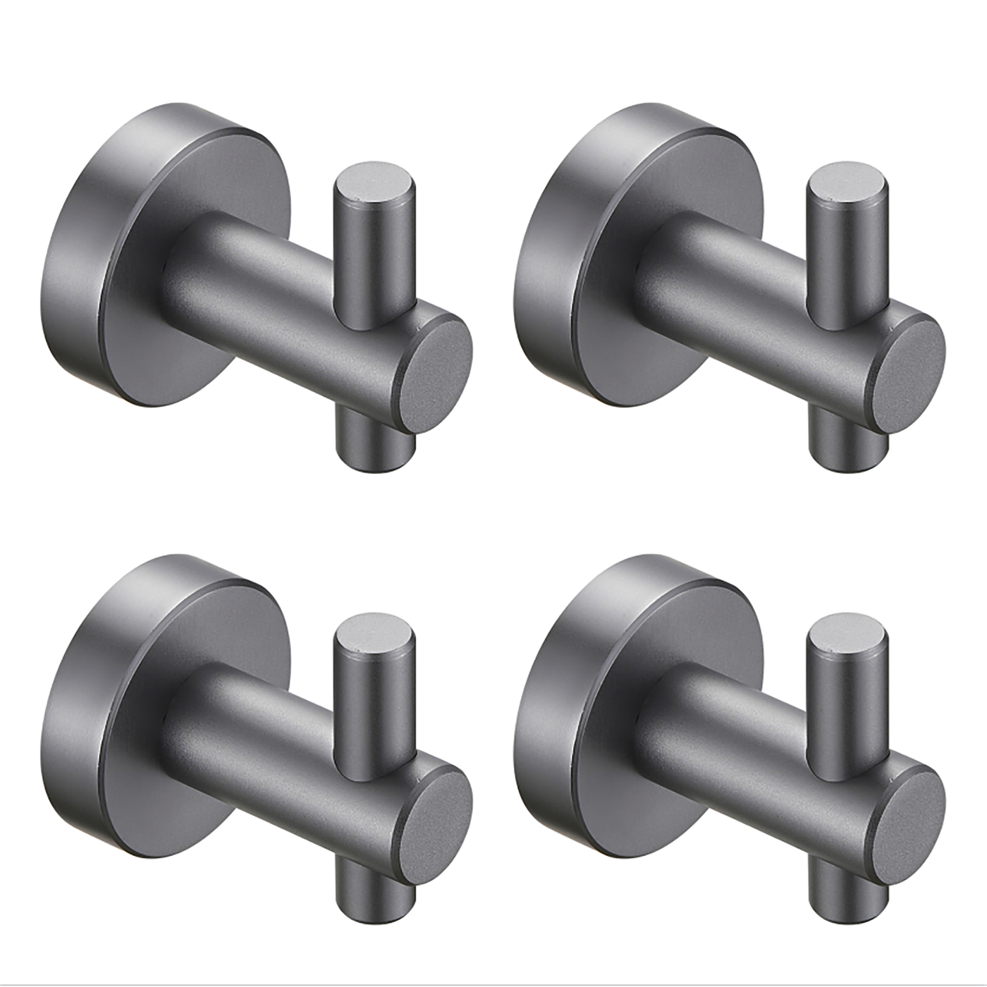 Round Base Wall Hook 4 Pack Gun Grey Hardware