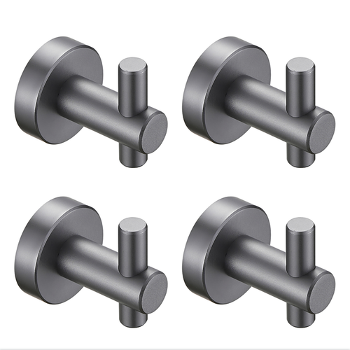 Round Base Wall Hook 4 Pack Gun Grey Hardware