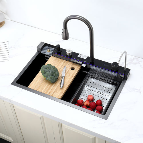 Stainless Steel Pull-Out Kitchen Sink Single Bowl Vegetable Wash