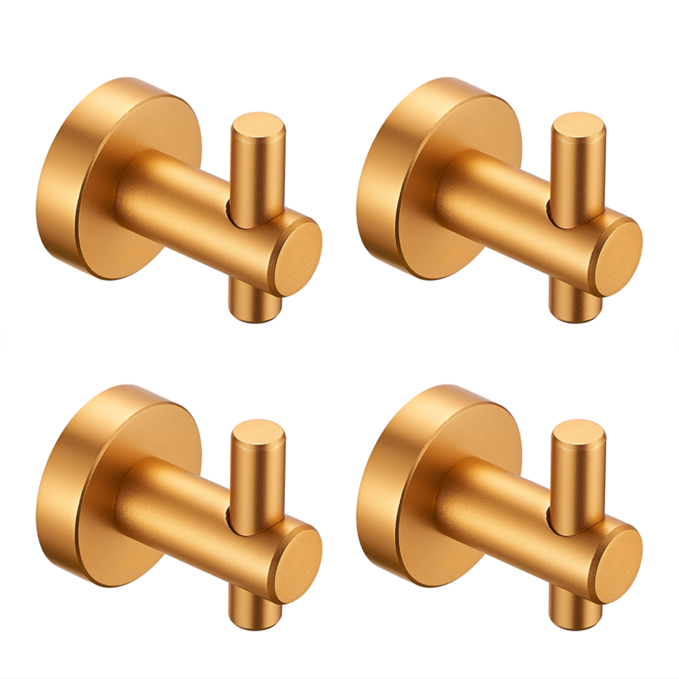 Brushed Gold Wall Hooks 4 Pack with Screws
