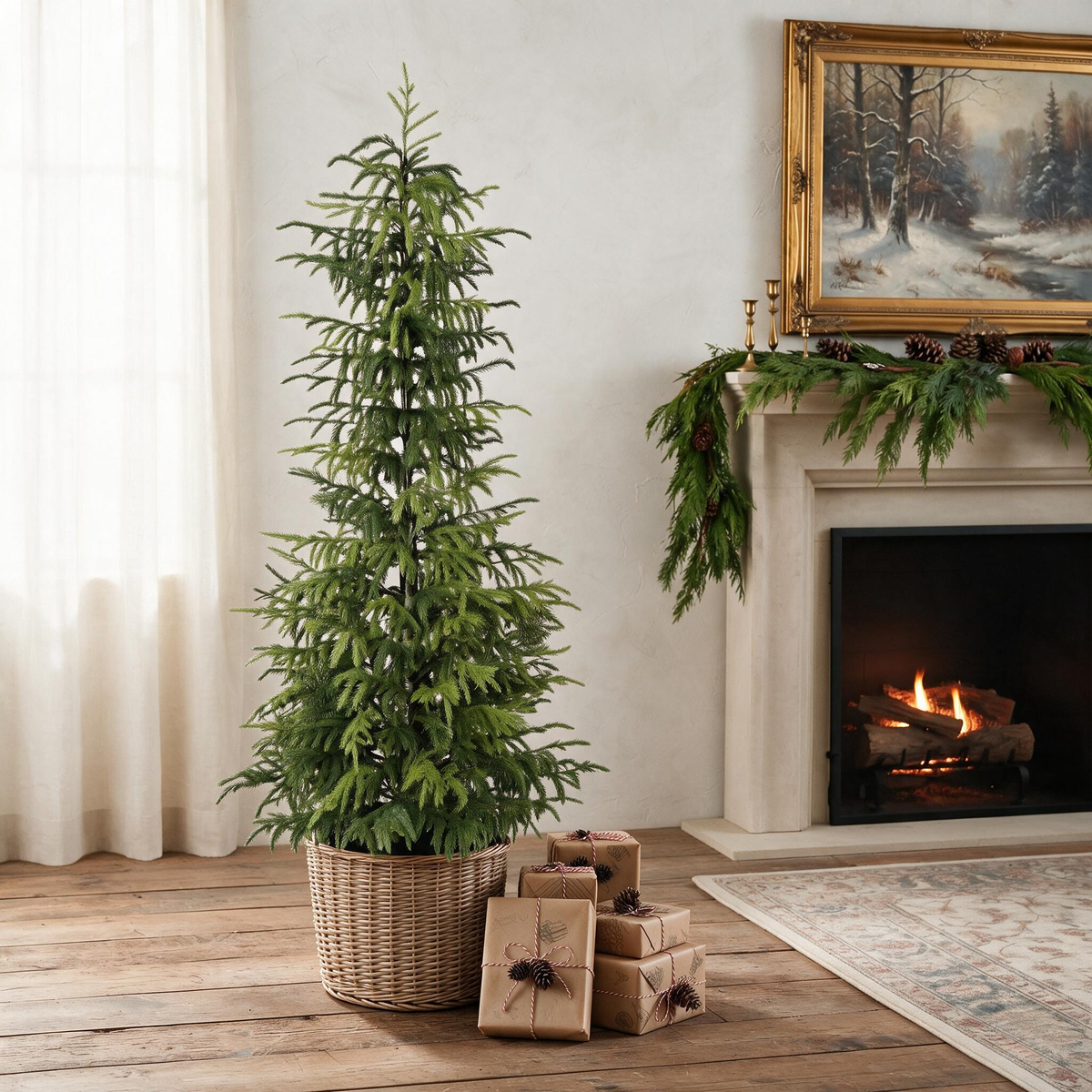 5FT Artificial Real Touch Norfolk Pine Tree 1pc/set, Potted Plants for Christmas