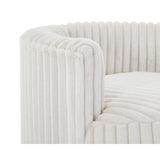 Barrel Accent Chair - Plush Corduroy - Off-White with Wheels