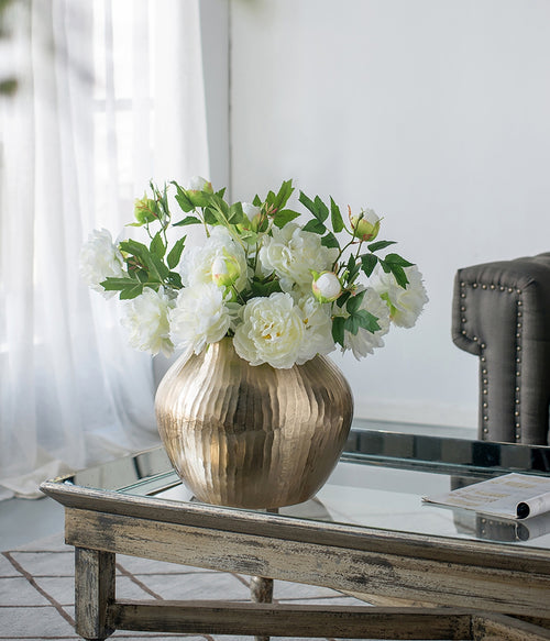 Gold Aluminum Chisel Flower Vase 11x11x9