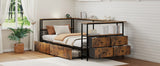 Twin Engineered Wood Platform Bed with Storage Drawers Black