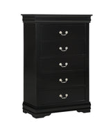 Black Five Drawer Louis Philip Solid Wood Chest Dresser