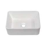 16 x 12 Inch Modern Rectangular Bathroom Vessel Sink - Glossy White Porcelain Ce
