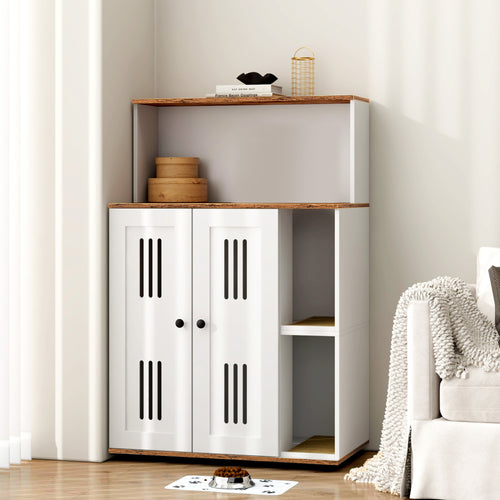 Double Litter Box Enclosure Cabinet for Cats