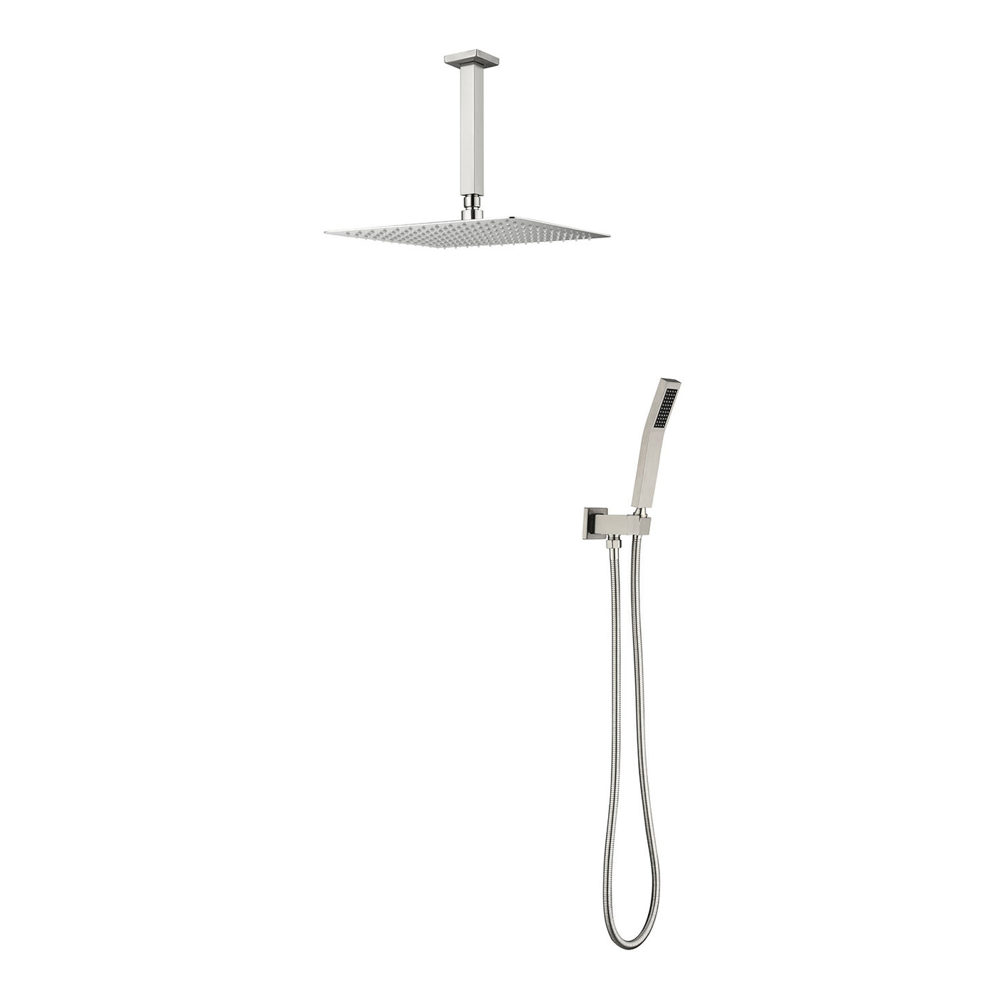 12 Inch Square Rain Shower Head with Handheld Showerhead