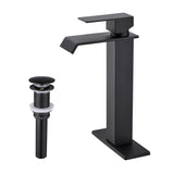 Waterfall Spout Bathroom Sink Faucet Single Handle Pop-Up Drain