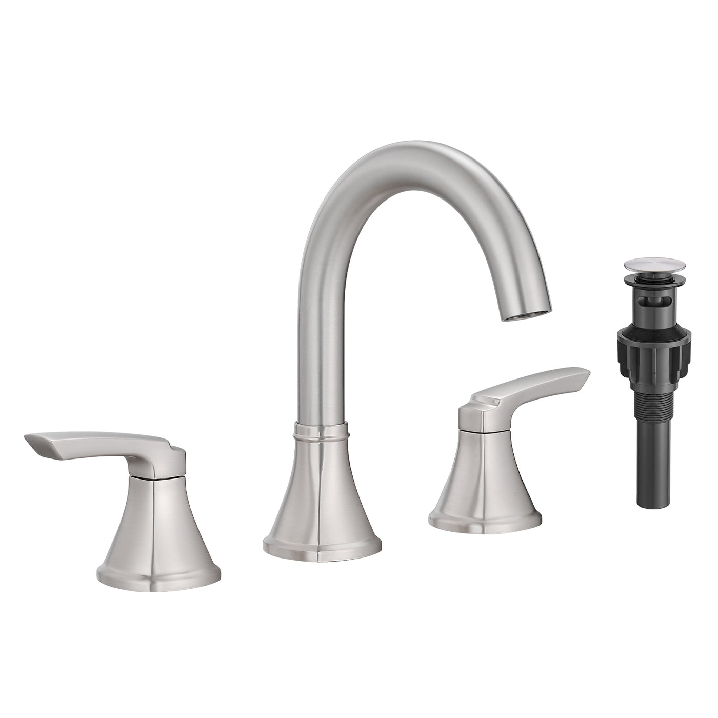 8 Inch Widespread Brushed Nickel Bathroom Sink Faucet with Pop-Up Drain