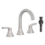 8 Inch Widespread Brushed Nickel Bathroom Sink Faucet with Pop-Up Drain