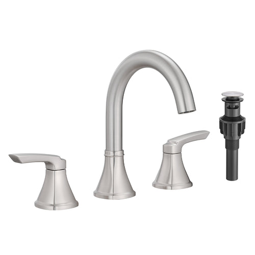 8 Inch Widespread Brushed Nickel Bathroom Sink Faucet with Pop-Up Drain