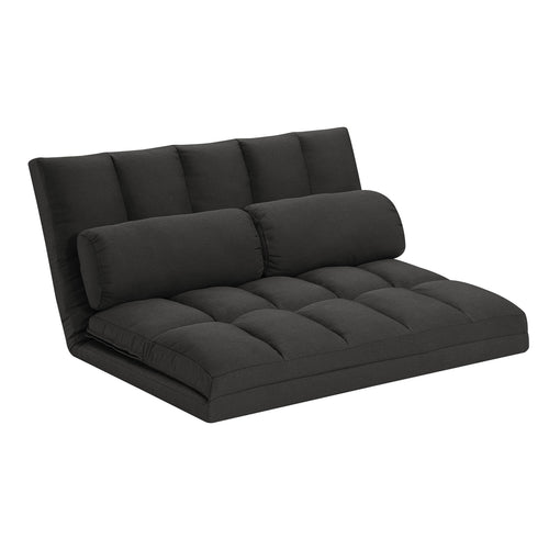 3-Fold Black Sofa Bed with High-Density Foam & 2 Pillows