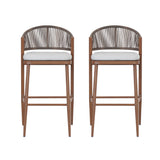 Bar Height Counter Stools Set of 2 Aluminum Teak Finish