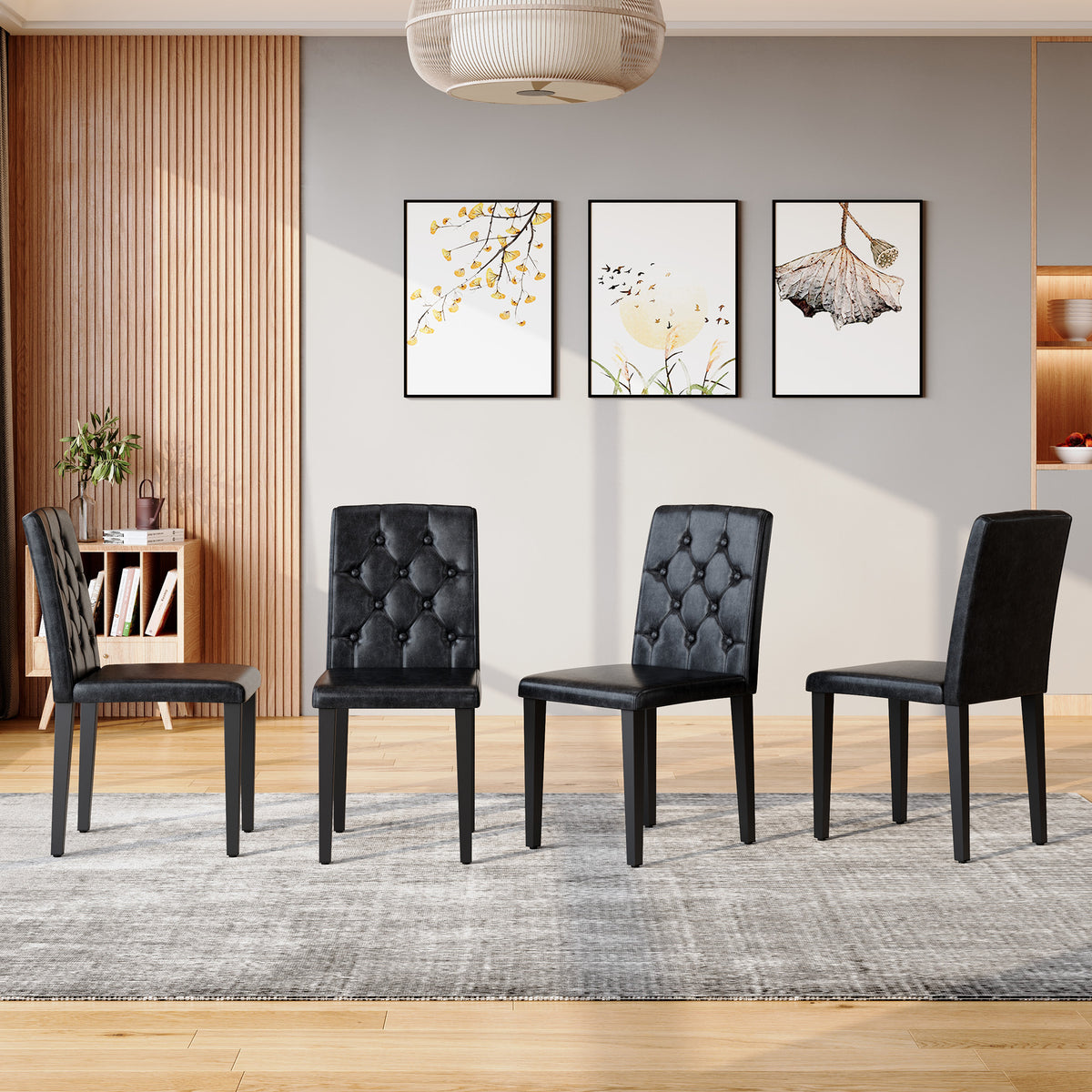 Set of 4 Metal Dining Chair Black
