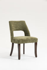 Set of 2 Solid Wood Dining Chair Tufted Green