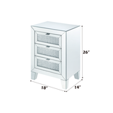 Mirrored Accent Table - Faux Diamond Inlay - Three Drawers