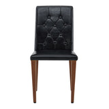 Set of 4 Metal Dining Chair Black/Walnut