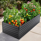 Galvanized Metal Raised Garden Bed 7.2x3.6x2 ft Black