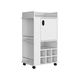 Bar Cart - 6 Built-In Wine Racks - Cabinet and Casters