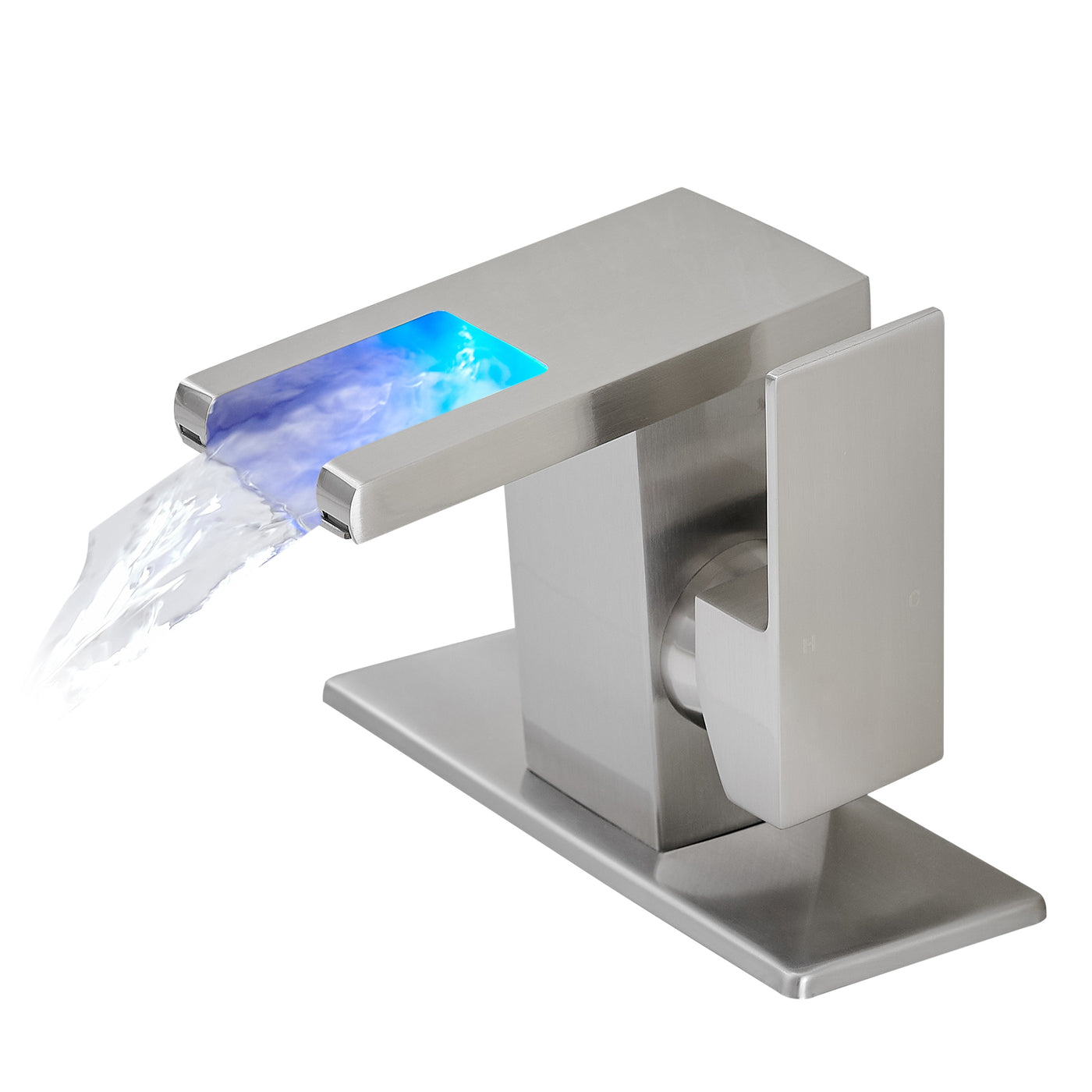 LED Waterfall Bathroom Faucet Single Handle Mixer Tap
