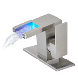 LED Waterfall Bathroom Faucet Single Handle Mixer Tap