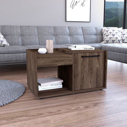 Coffee Table - Modern - Single Door Cabinet - Open Shelf