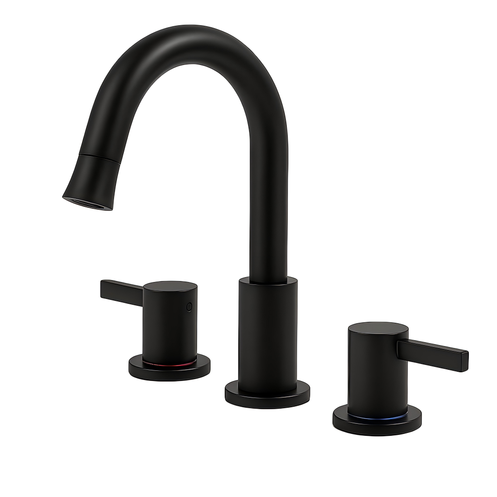 8-Inch Widespread Bathroom Faucet 2-Handle 360 Pull-Down Matte Black