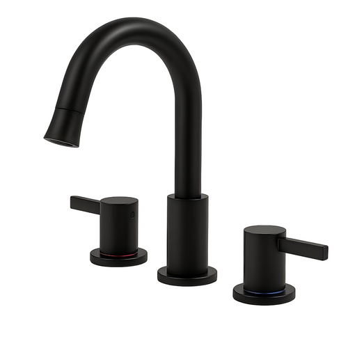 8-Inch Widespread Bathroom Faucet 2-Handle 360 Pull-Down Matte Black