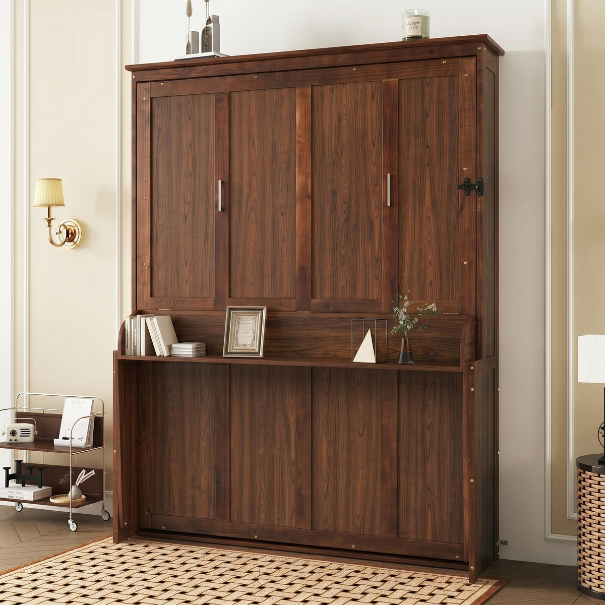 Queen Pine Murphy Bed Walnut