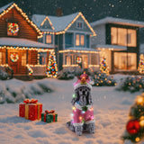Christmas Poodle Statue, Holiday Dog Figurine in Pink Santa Outfit