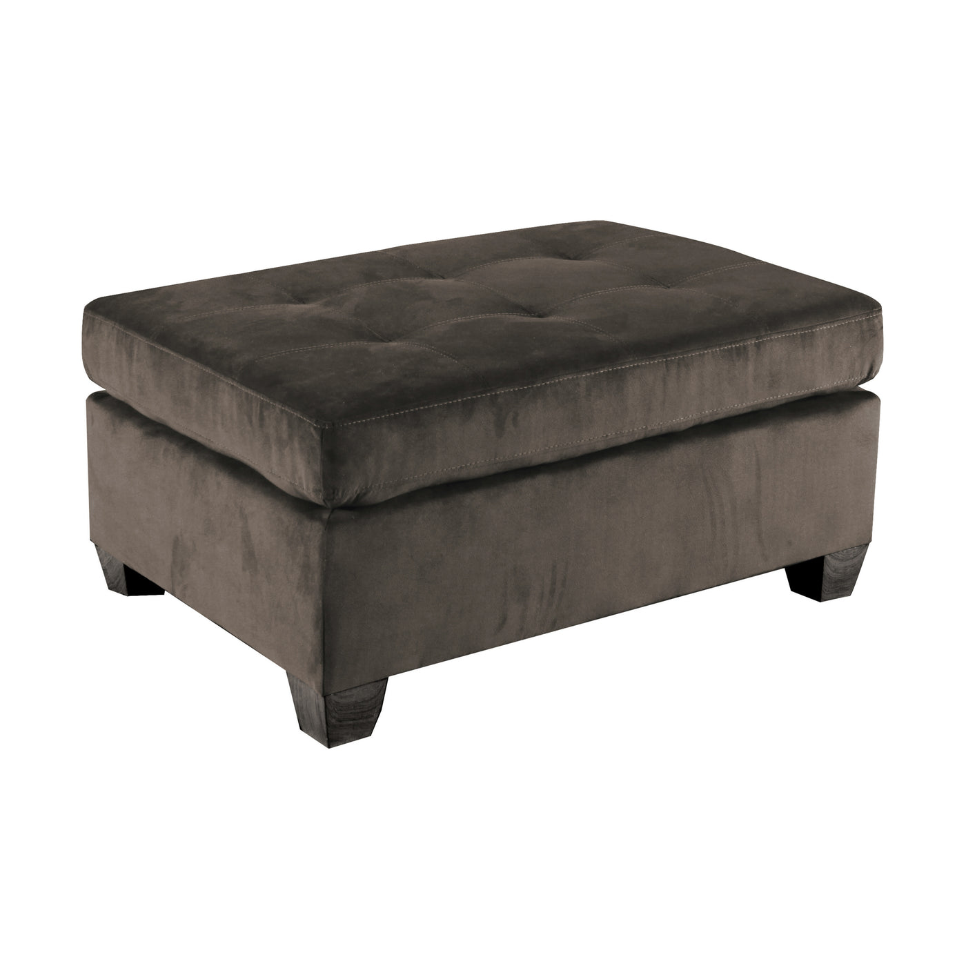 Chocolate Microfiber Tufted Ottoman Modern Living Room