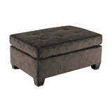 Chocolate Microfiber Tufted Ottoman Modern Living Room