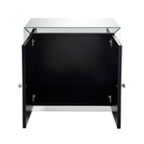 Mirrored Console Cabinet - Glam Faux Diamond Inlay - 2 Doors
