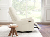 Velvet Recliner Swivel Power Beige