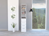 Vanguard White Linen Cabinet Three Shelves Four Drawers