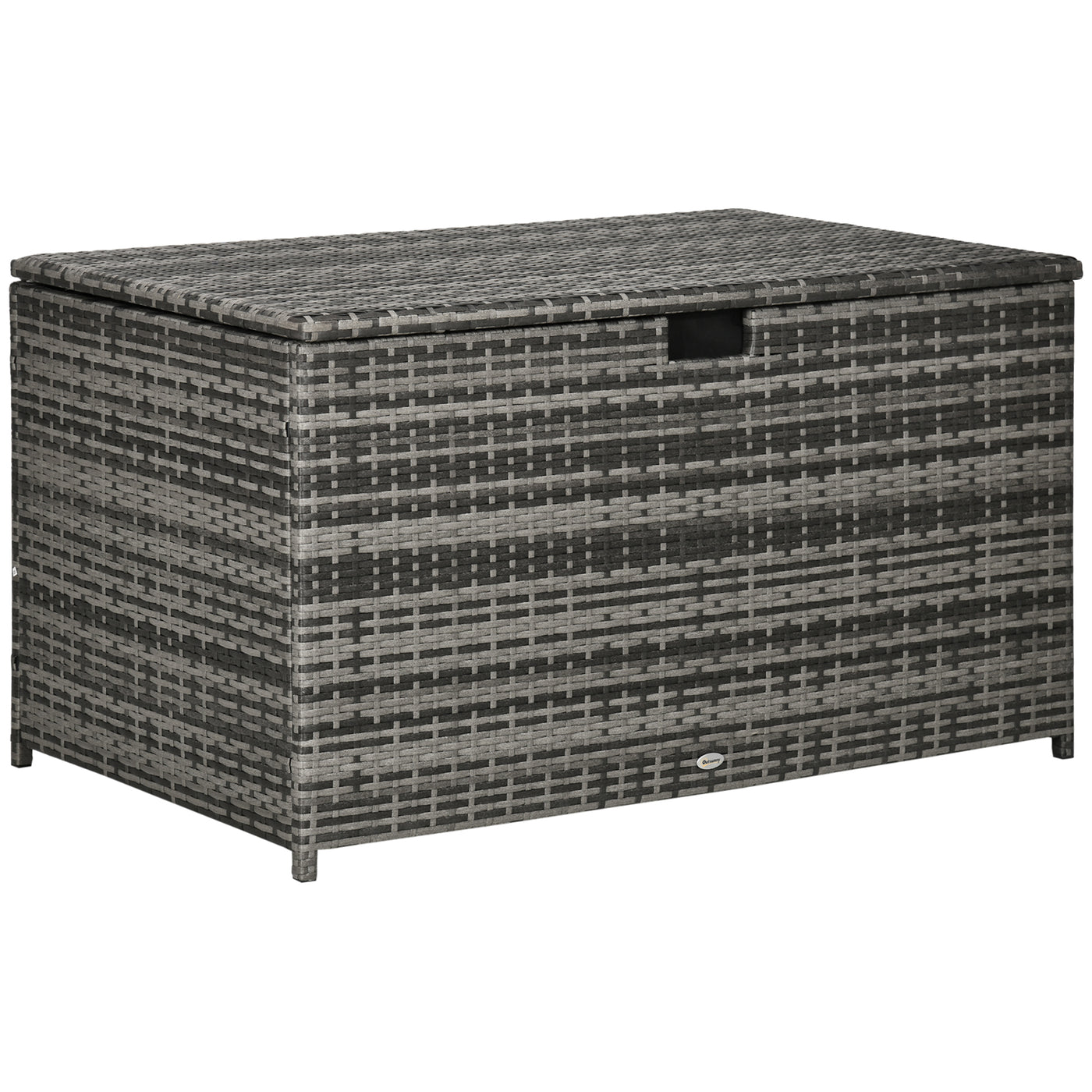 113 Gallon Waterproof Deck Box Rattan Outdoor Storage Dark Gray