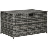 113 Gallon Waterproof Deck Box Rattan Outdoor Storage Dark Gray