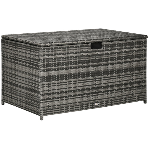 113 Gallon Waterproof Deck Box Rattan Outdoor Storage Dark Gray