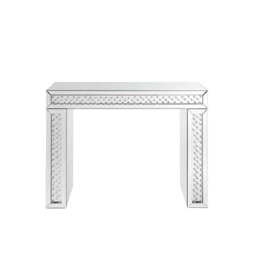 Mirrored Vanity Desk with Faux Crystal Inlay, Free Standing