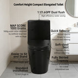 One-Piece Toilet, 1.1/1.60 GPF Water-Efficient Dual-Flush Elongated Comfort