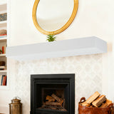 60" Paulownia Fireplace Mantel Floating Shelf White Wood